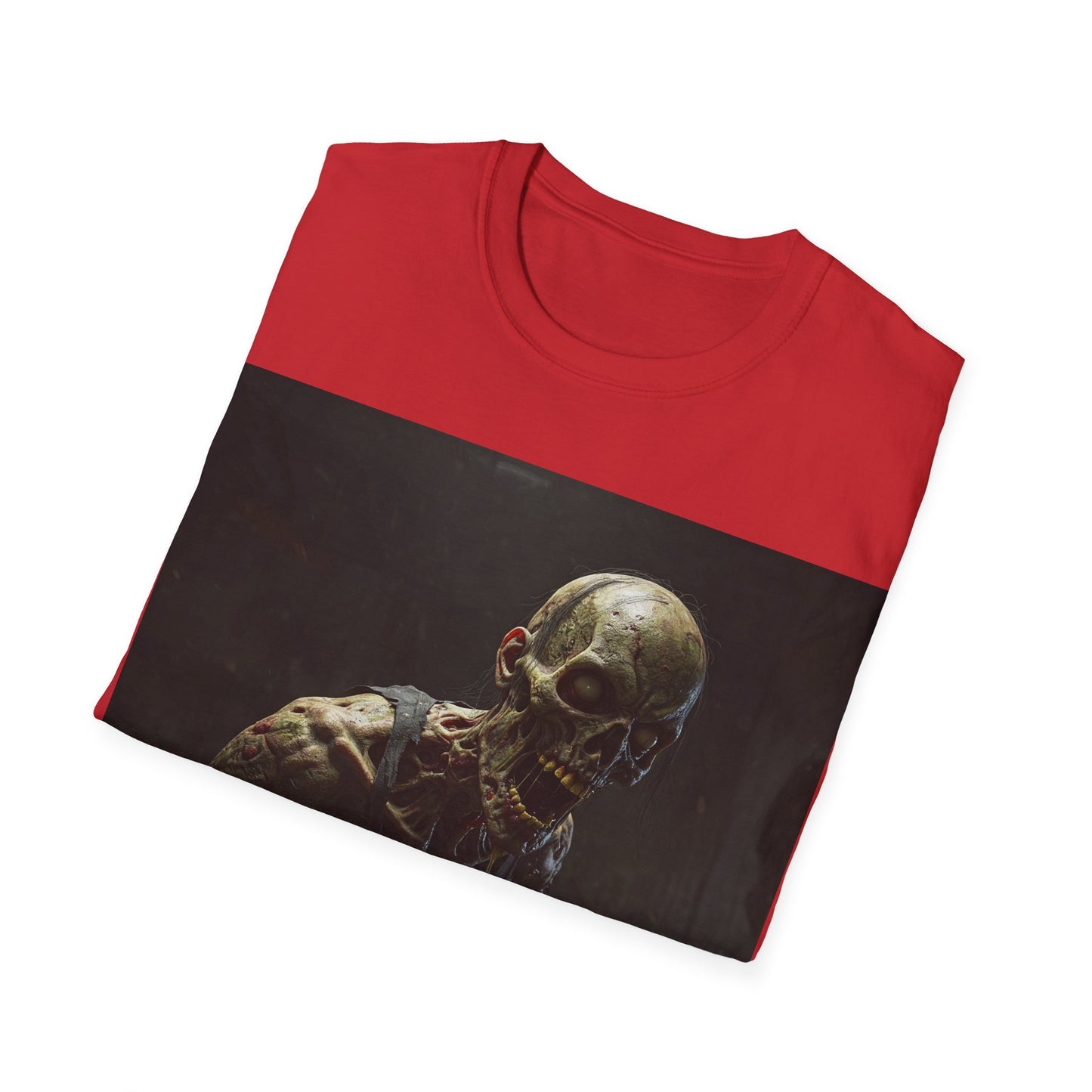UK - Creepy Zombie Unisex Softstyle T-Shirt - Perfect for Halloween & Horror Fans