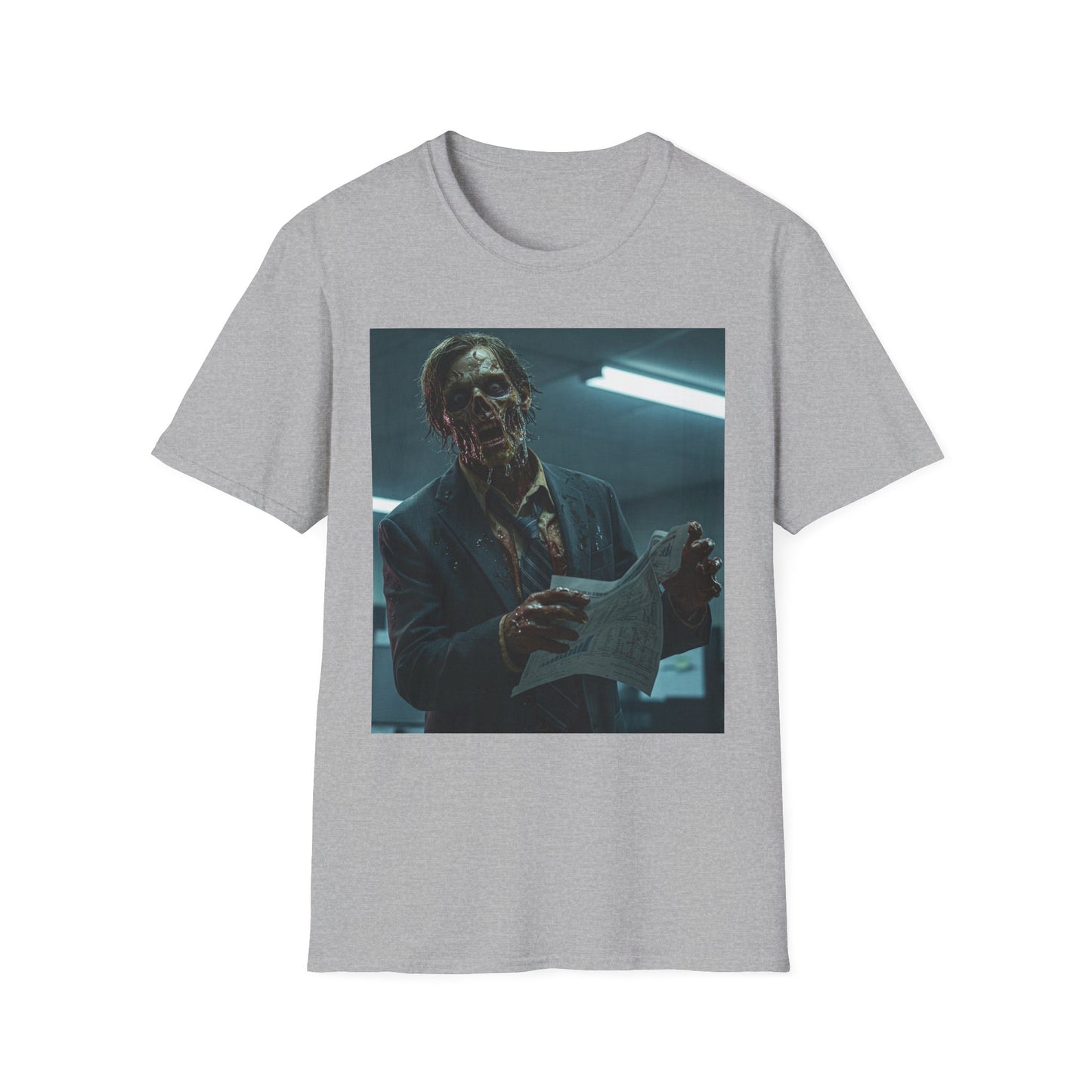 Zombie Horror Unisex Softstyle T-Shirt - Spooky Graphic Tee for Halloween and Horror Lovers