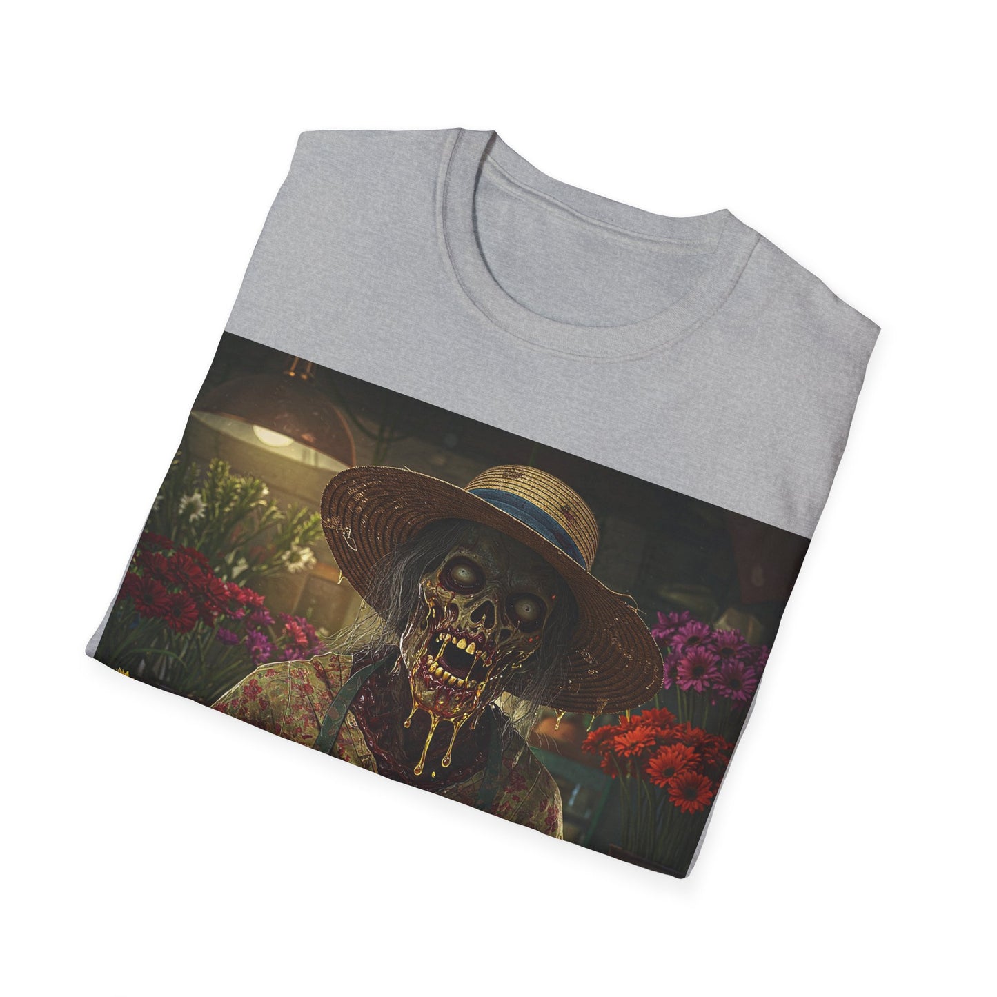 UK - Unisex Softstyle T-Shirt - Vintage Floral Skeleton Design for Halloween