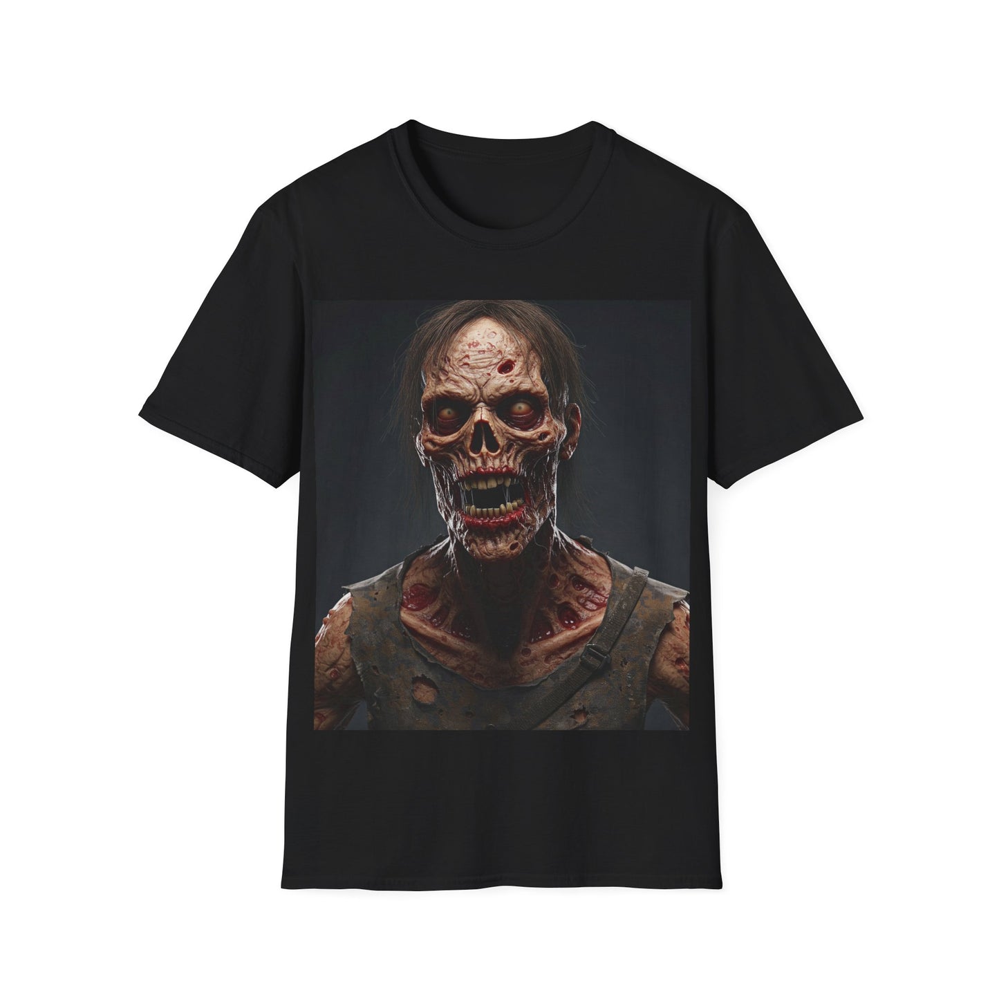 UK - Terrifying Zombie Apocalyptic Portrait Tee, bold, decaying zombie graphic