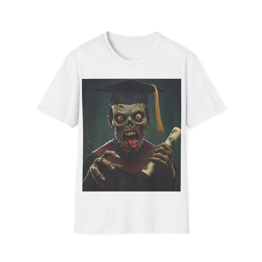 UK - Zombie Graduate Unisex Softstyle T-Shirt - Perfect for Halloween & Graduation