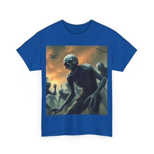 UK - Unisex Heavy Cotton Tee - Eerie Skeleton Design for Halloween Enthusiasts