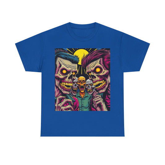 UK - Vibrant Skulls Unisex Heavy Cotton Tee - Edgy Graphic T-Shirt for Horror Fans