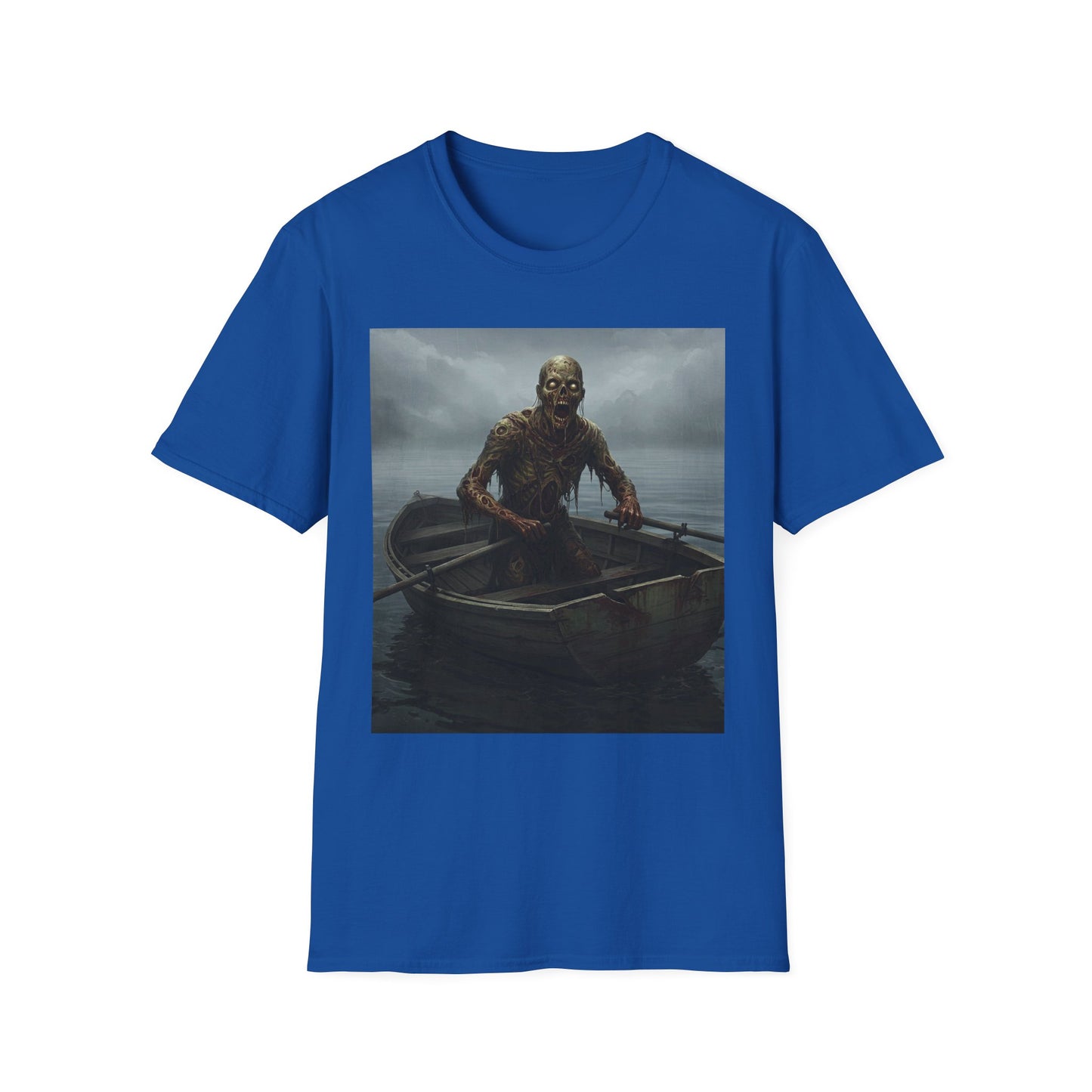 Zombie Rowboat Unisex Softstyle T-Shirt - Spooky Graphic Tee for Halloween Fans