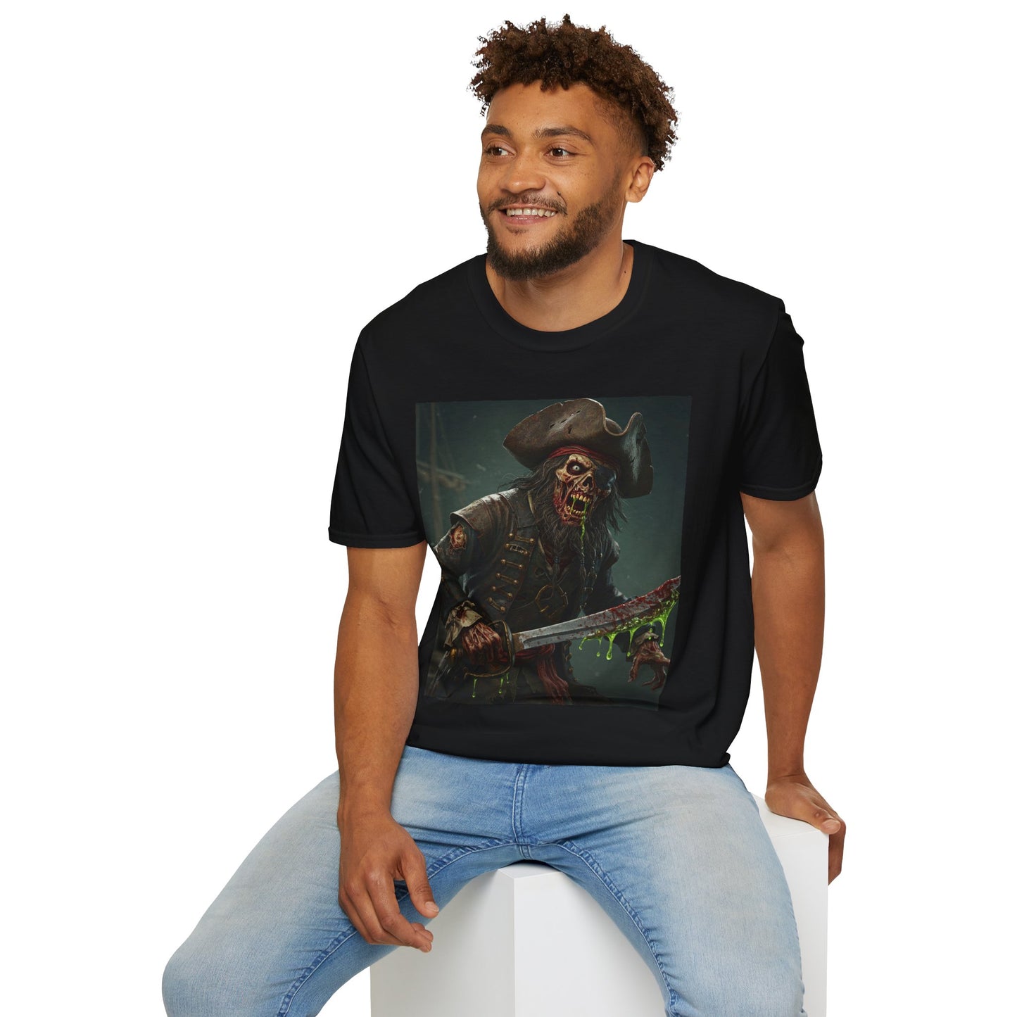 Zombie Pirate Graphic Unisex T-Shirt - Perfect for Halloween and Casual Wear