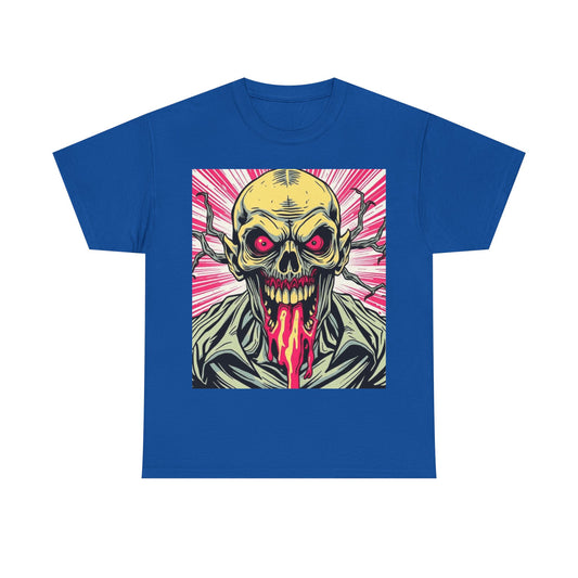UK - Retro Skull Graphic Unisex Heavy Cotton Tee - Unique Halloween Tee
