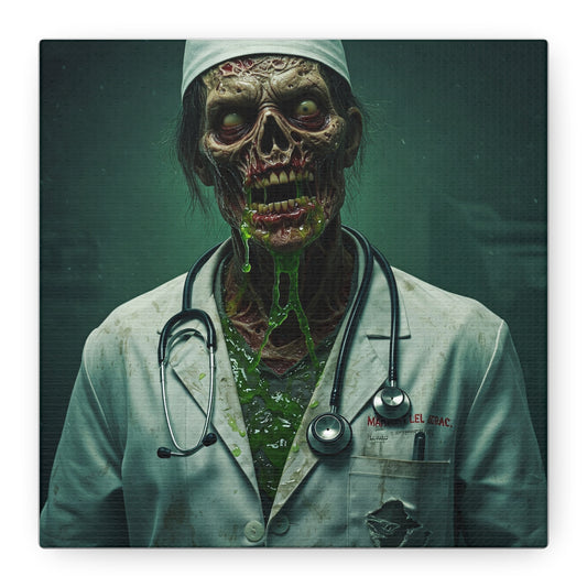 Zombie Doctor Canvas Art | Horror Medical Wall Decor | Perfect for Halloween