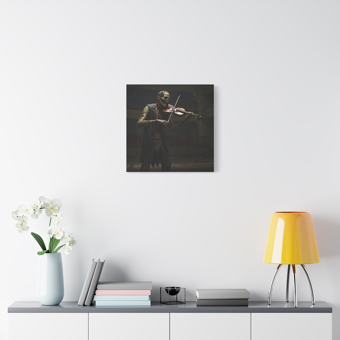 Zombie Violinist Canvas Wall Art - Spooky Home Decor for Halloween