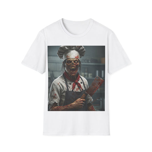 UK - Spooky Chef Apocalyptic Portrait Tee, bold, decaying zombie graphic
