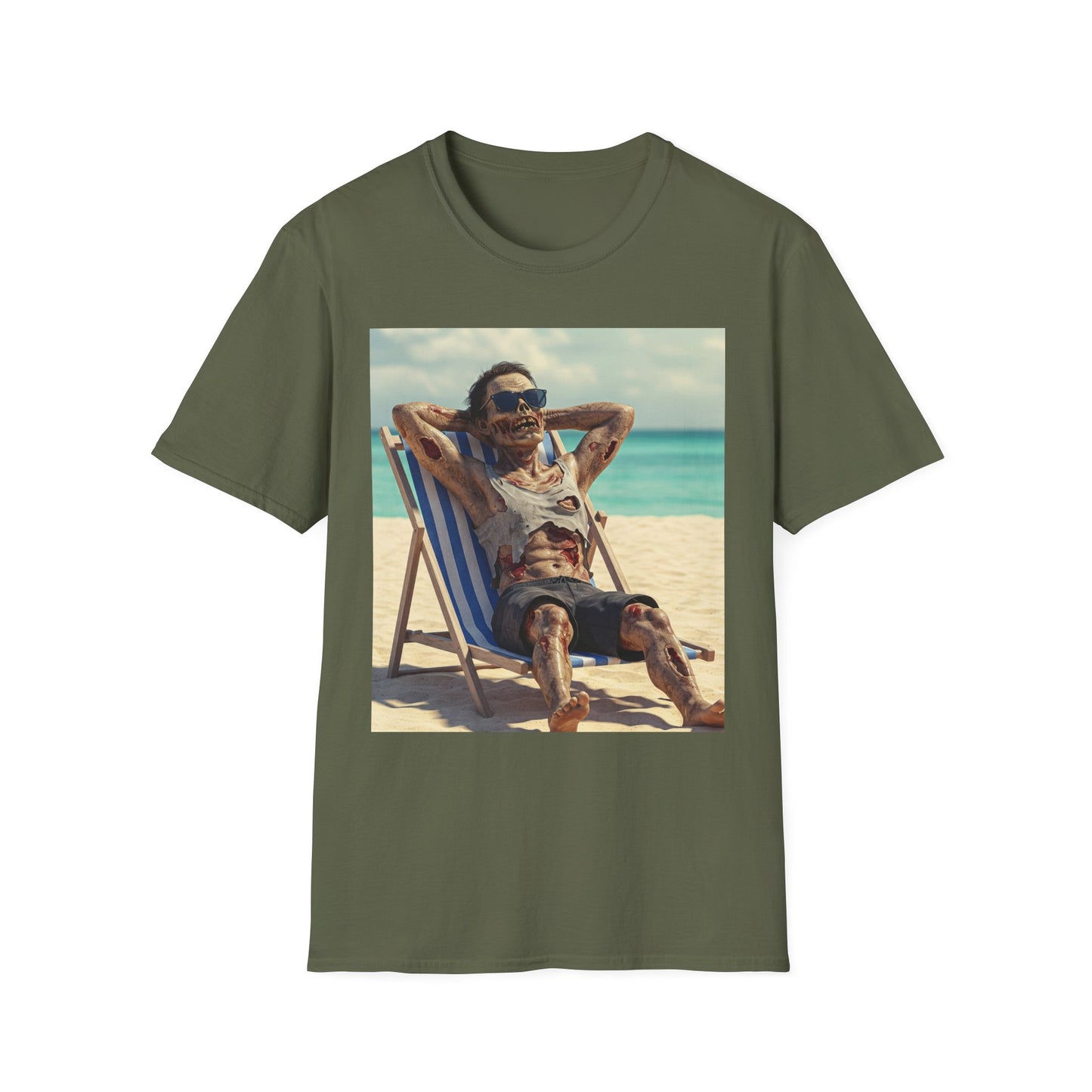 Chill Vibes Apocalyptic Portrait Tee, bold, decaying zombie graphic