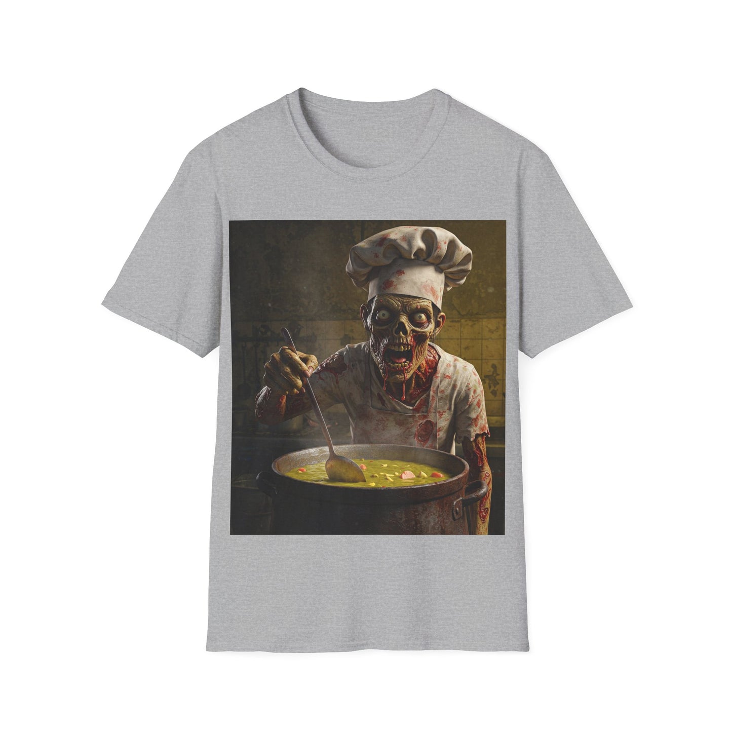 UK - Zombie Chef Apocalyptic Portrait Tee, bold, decaying zombie graphic