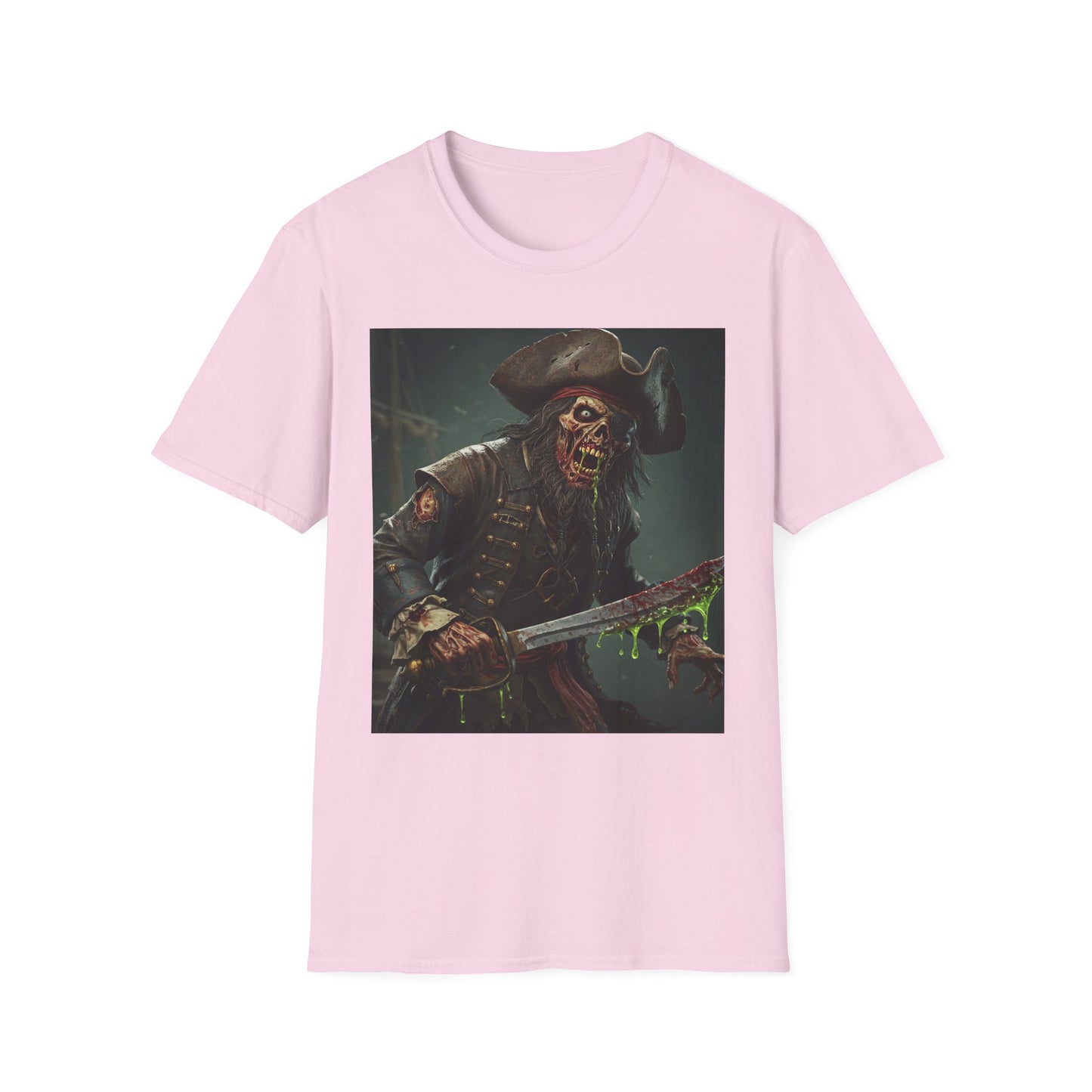 Zombie Pirate Graphic Unisex T-Shirt - Perfect for Halloween and Casual Wear