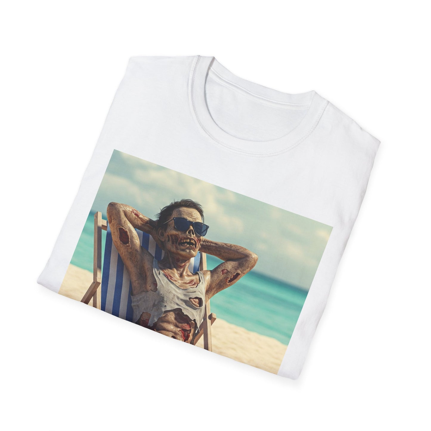 Chill Vibes Apocalyptic Portrait Tee, bold, decaying zombie graphic