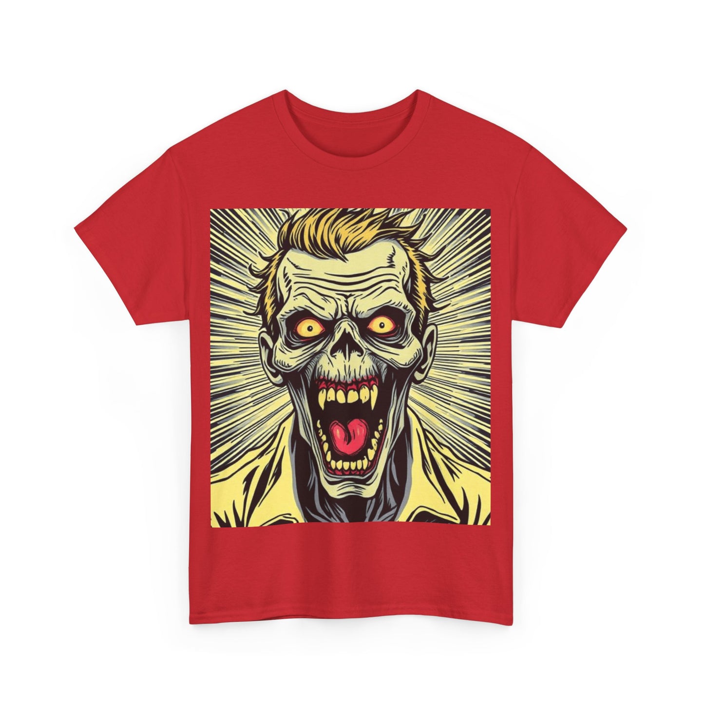 UK - Screaming Zombie Unisex Heavy Cotton Tee - Perfect for Halloween and Horror Fans