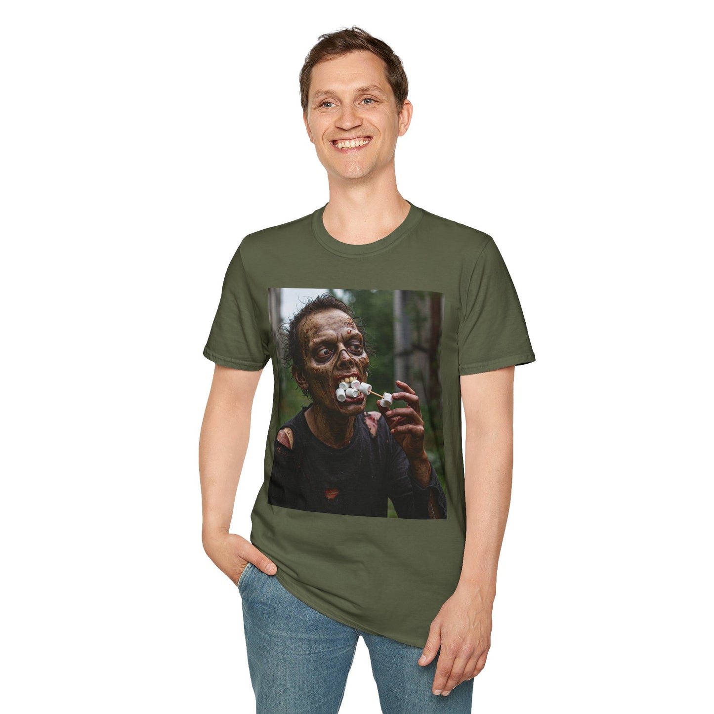 Zombie Themed Unisex Softstyle T-Shirt - Perfect for Halloween and Horror Fans