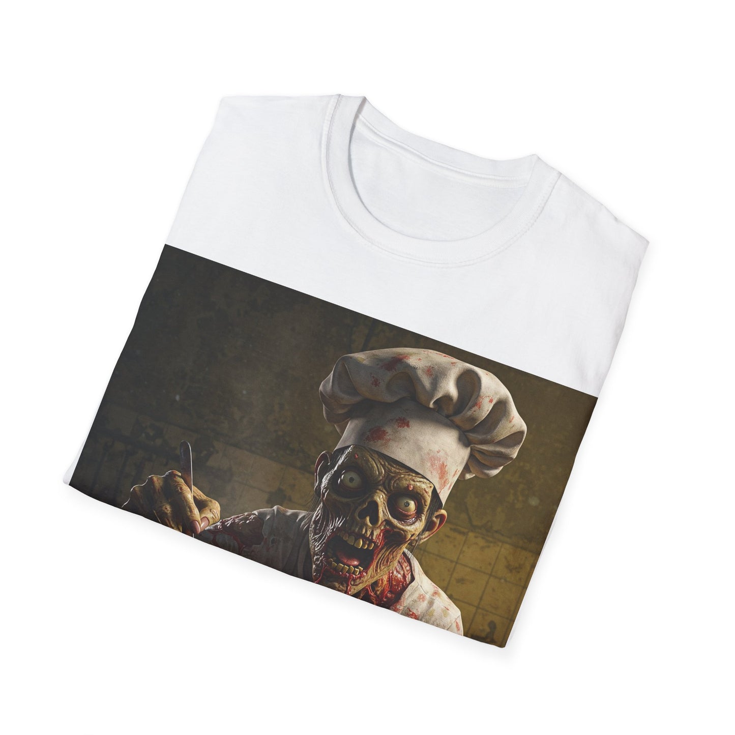 UK - Zombie Chef Apocalyptic Portrait Tee, bold, decaying zombie graphic