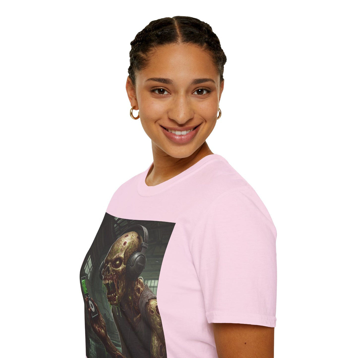 Zombie Listening to Music Unisex Softstyle T-Shirt