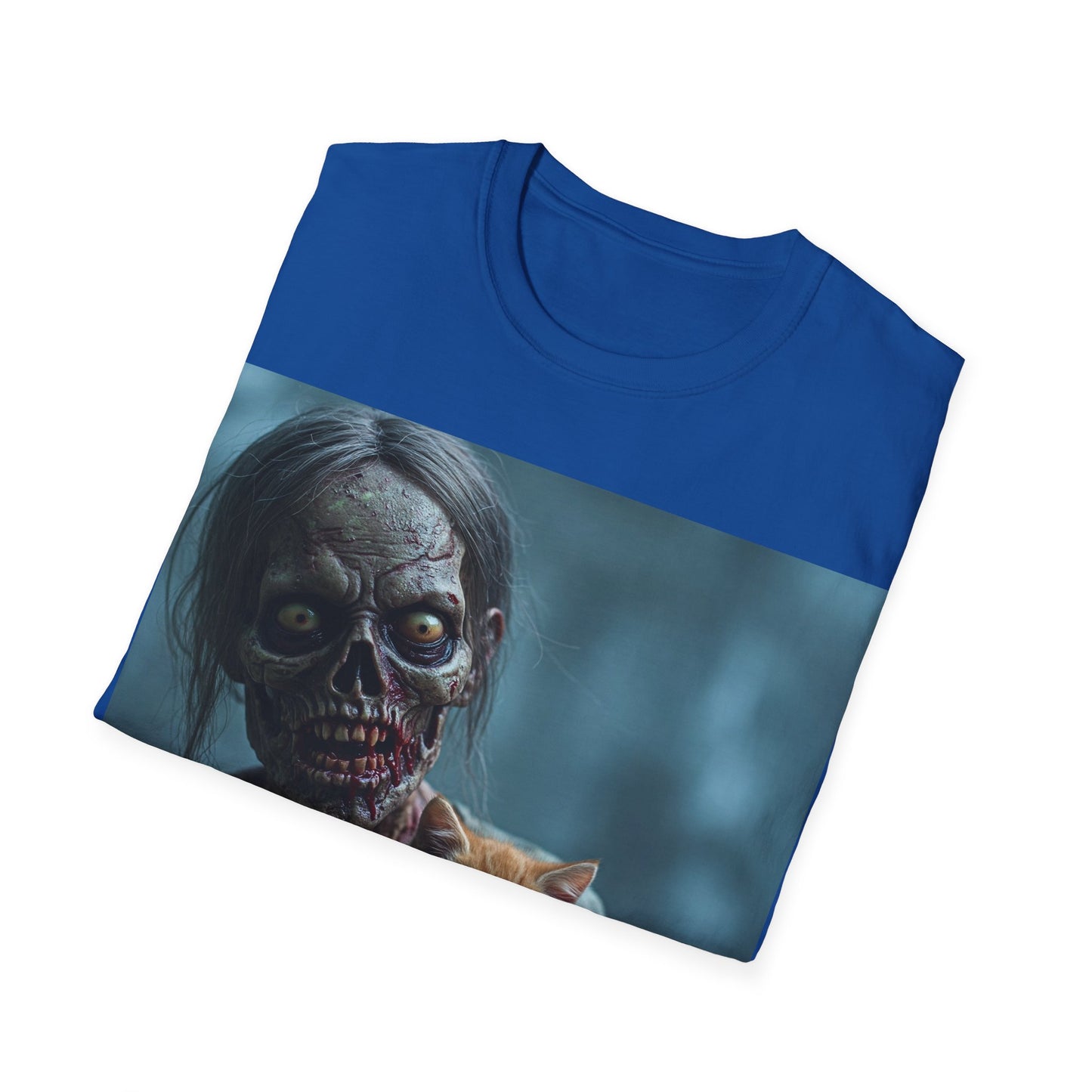 UK - Zombie Cat Lover Apocalyptic Portrait Tee, bold, decaying zombie graphic