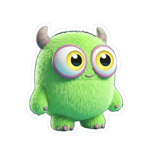 Adorable Green Monster Kiss-Cut Stickers - Cute & Playful Decor for Kids & Monster Lovers