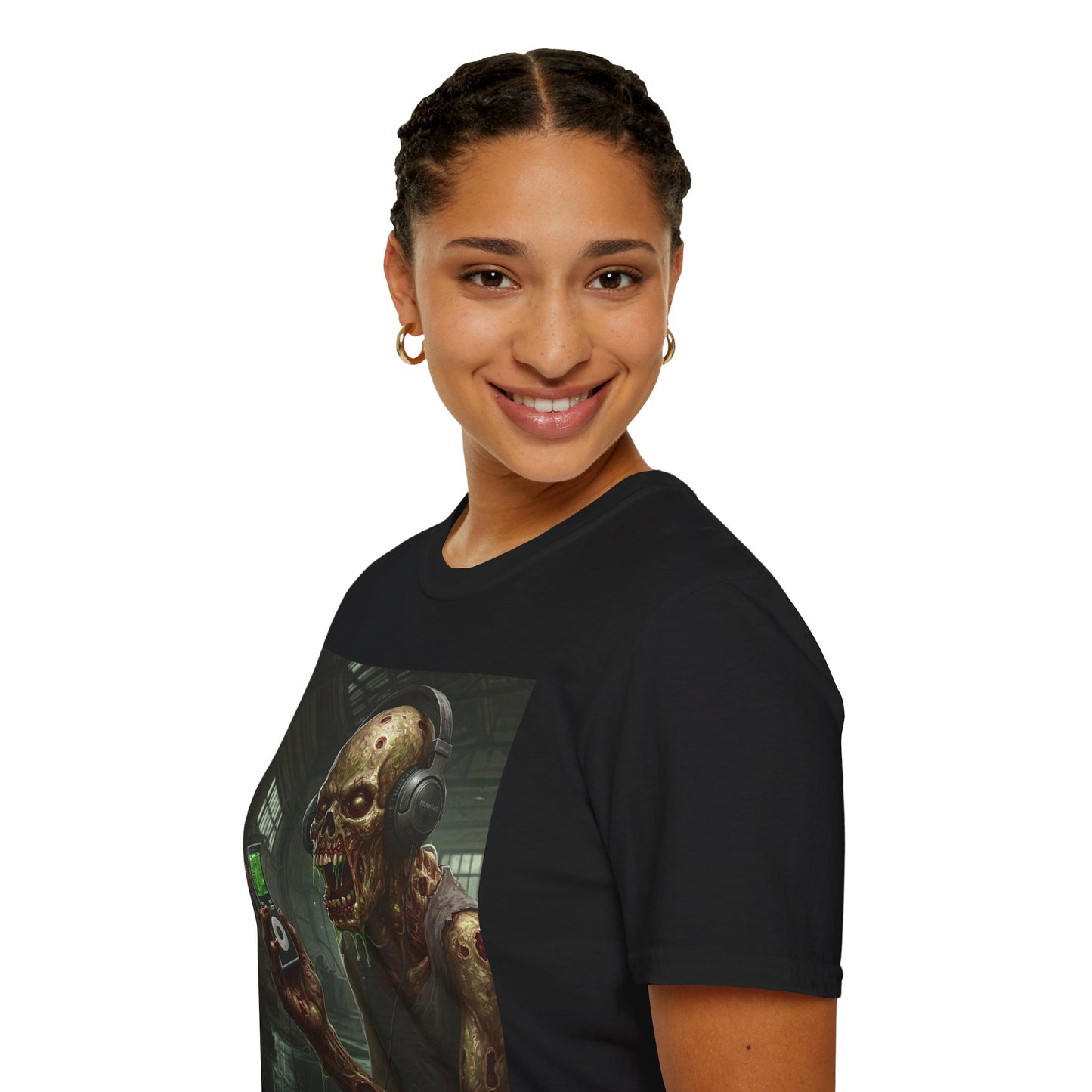 Zombie Listening to Music Unisex Softstyle T-Shirt