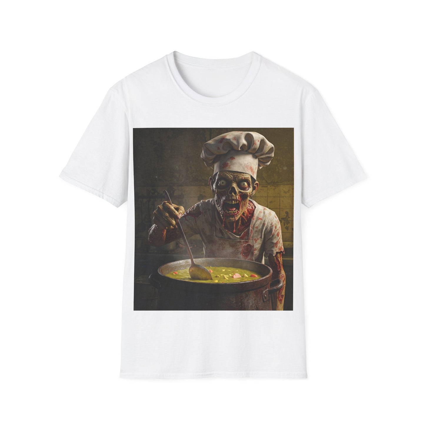UK - Zombie Chef Apocalyptic Portrait Tee, bold, decaying zombie graphic