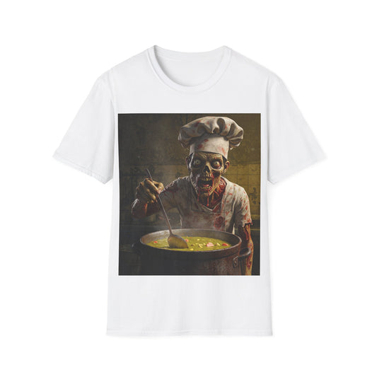UK - Zombie Chef Apocalyptic Portrait Tee, bold, decaying zombie graphic