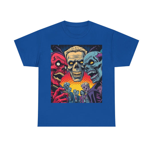 UK - Unisex Heavy Cotton Tee - Colorful Skeleton Design, Perfect for Halloween and Horror Fans
