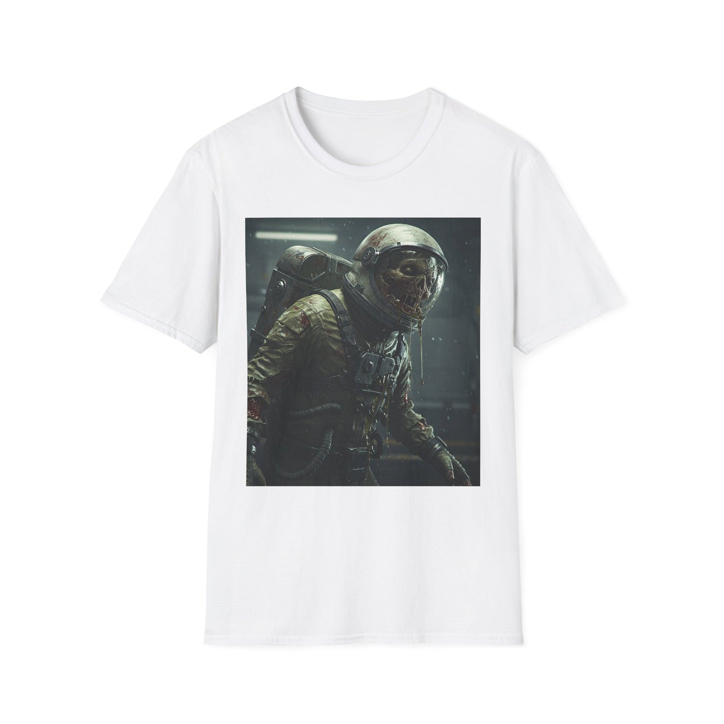 Astronaut Skeleton Apocalyptic Portrait Tee, bold, decaying zombie graphic
