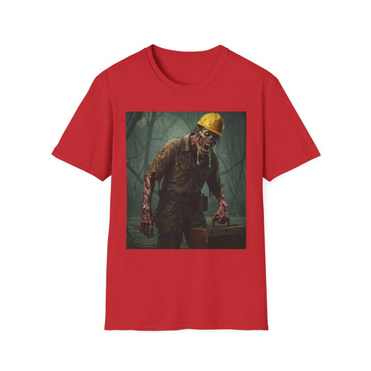 Zombie Construction Worker Unisex Softstyle T-Shirt | Spooky Halloween Apparel