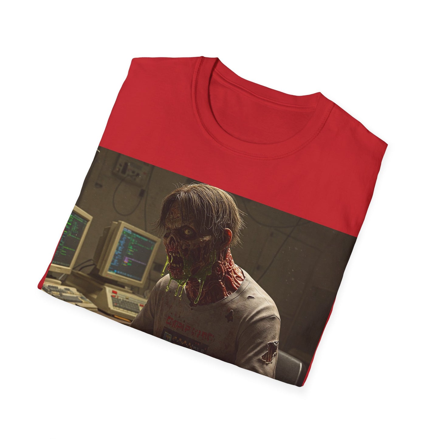UK - Zombie Hacker Unisex Softstyle T-Shirt - Retro Gaming Vibe