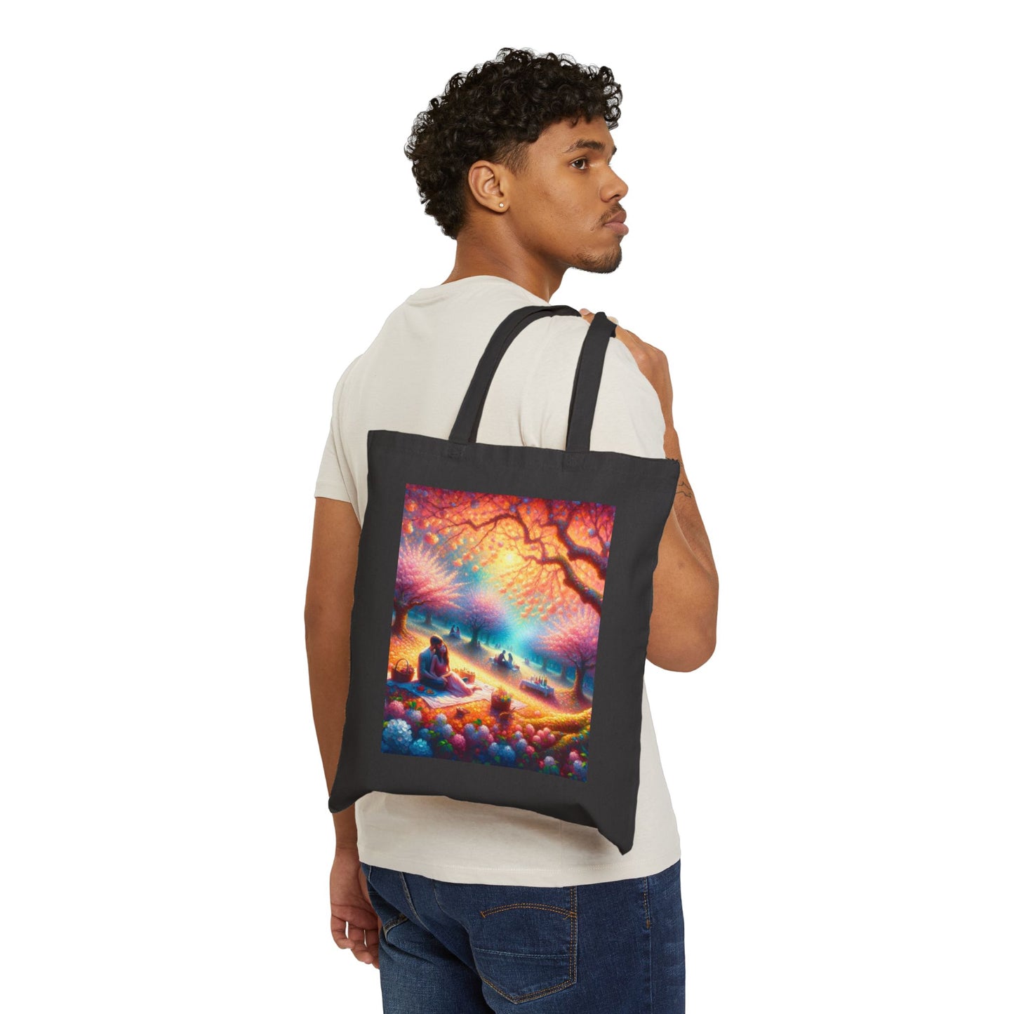 Colorful Buddha Meditation Cotton Canvas Tote Bag – Eco-Friendly & Stylish