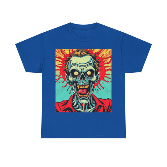UK - Retro Zombie Graphic Unisex Heavy Cotton Tee - Perfect for Halloween or Horror Fans