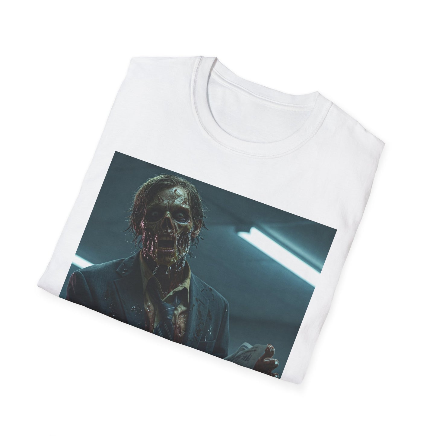 Zombie Horror Unisex Softstyle T-Shirt - Spooky Graphic Tee for Halloween and Horror Lovers