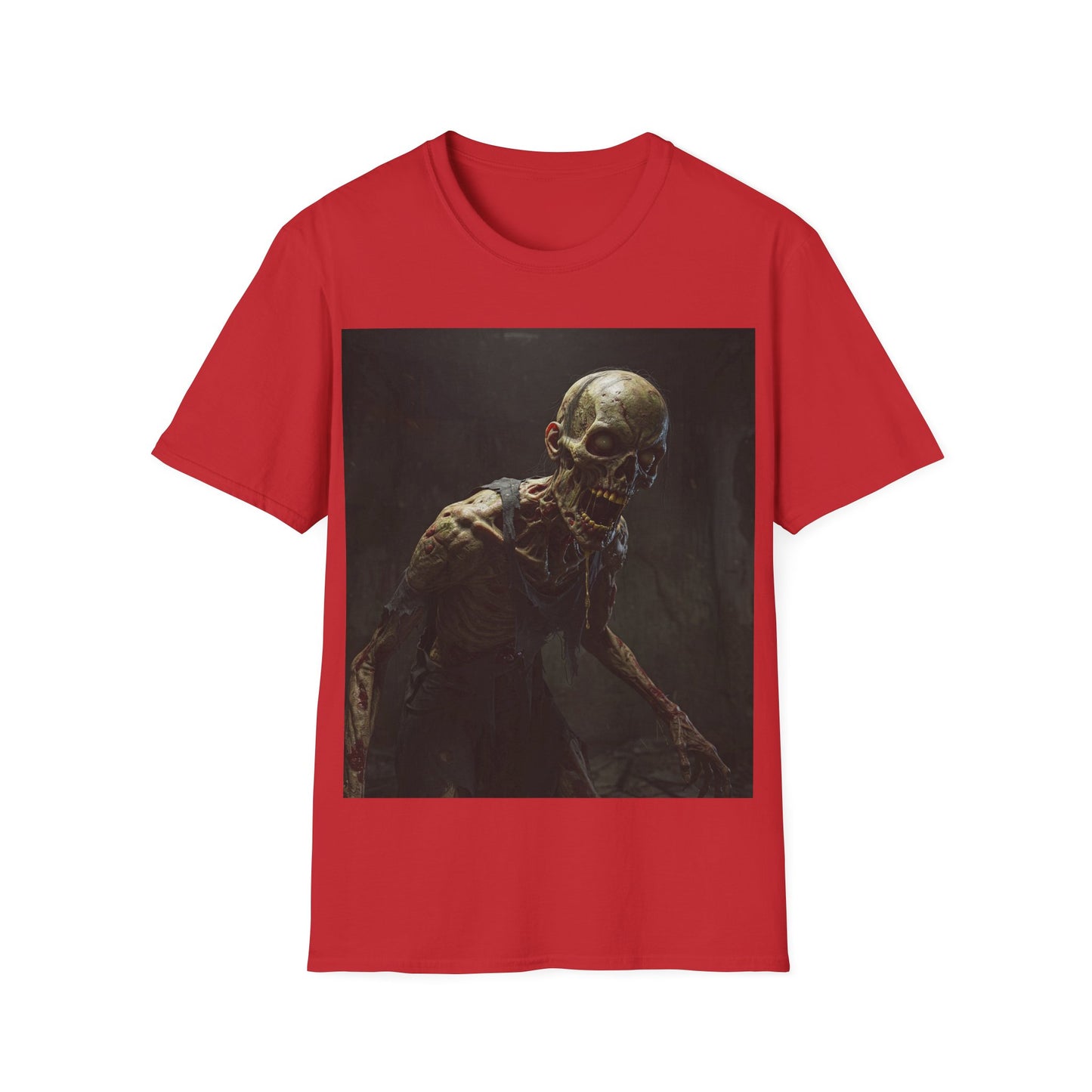UK - Creepy Zombie Unisex Softstyle T-Shirt - Perfect for Halloween & Horror Fans