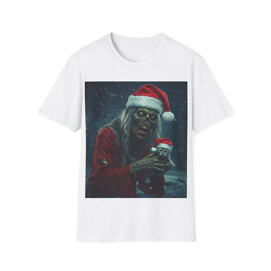 UK - Festive Zombie Santa Apocalyptic Portrait Tee, bold, decaying zombie graphic