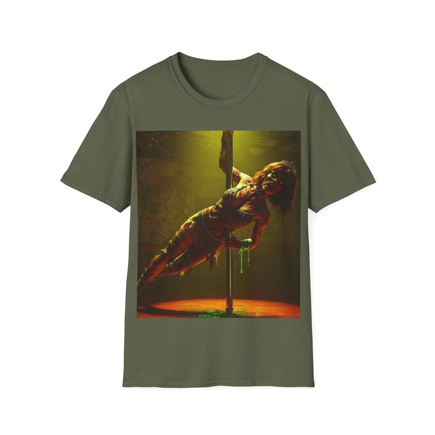 UK - Vibrant Zombie Dance Apocalyptic Portrait Tee, bold, decaying zombie graphic