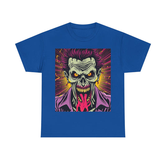 UK - Unisex Heavy Cotton Tee - Vibrant Zombie Joker Graphic Tee