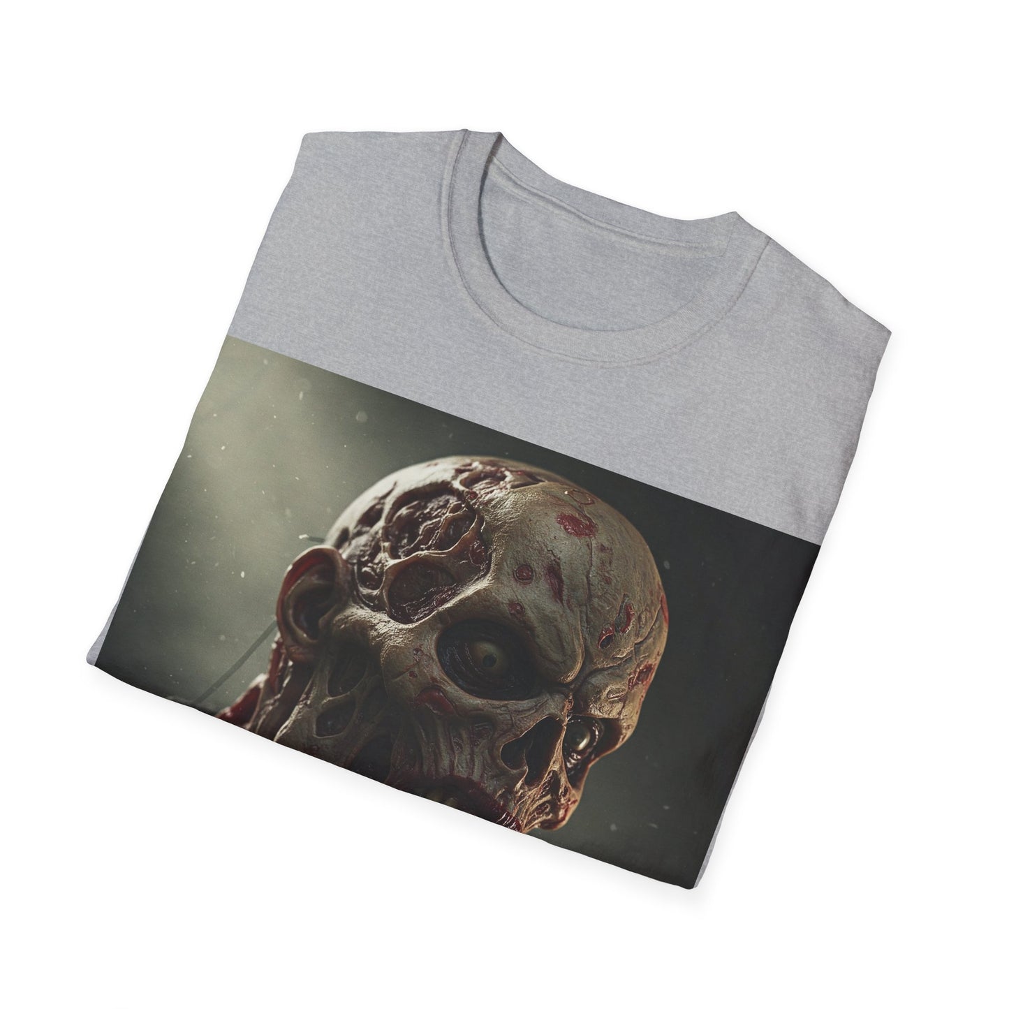 UK - Horror-Themed Unisex Softstyle T-Shirt with Zombie Design