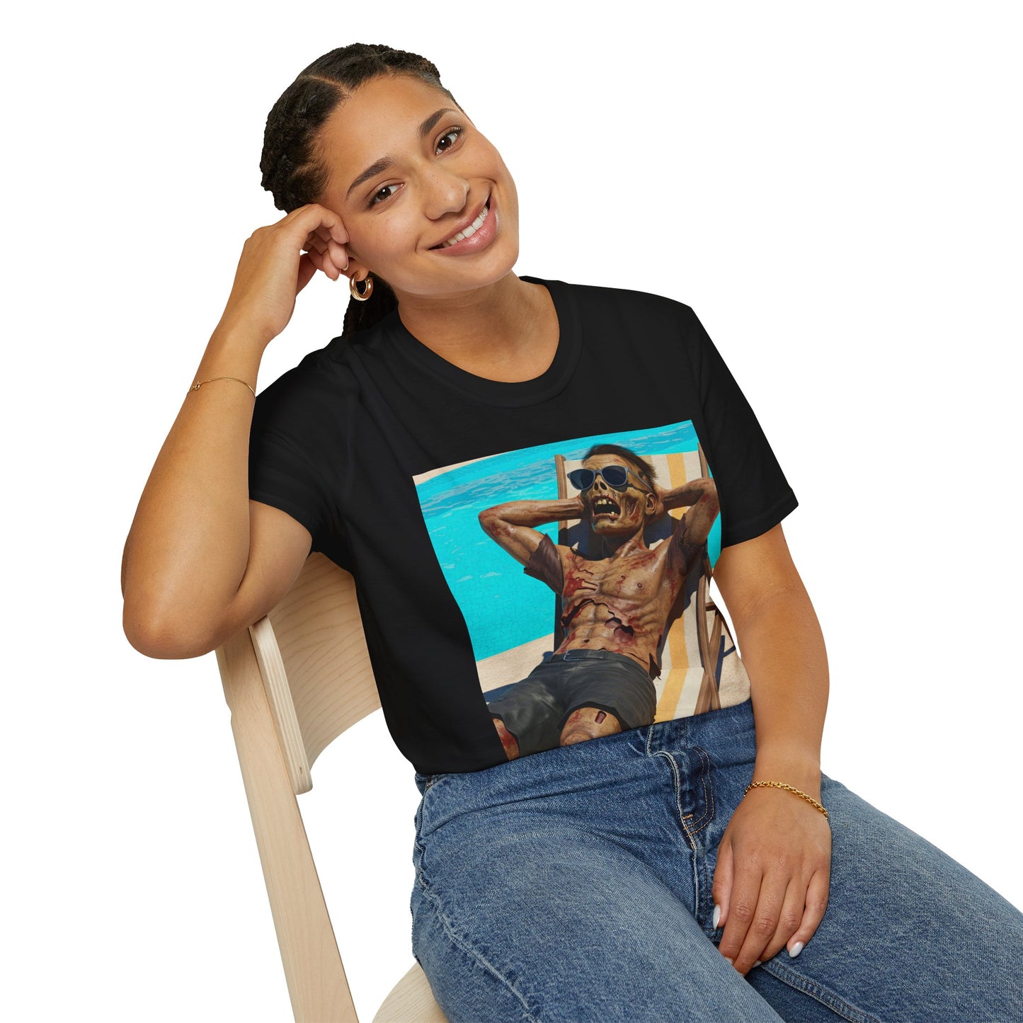 Zombie Relaxation Unisex Softstyle T-Shirt - Perfect for Halloween and Casual Outings