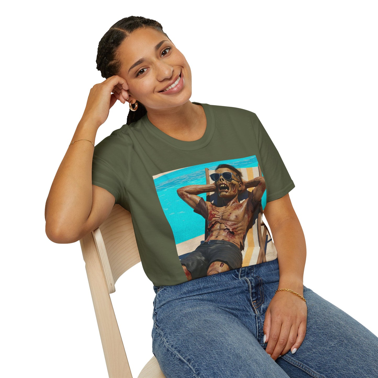 Zombie Relaxation Unisex Softstyle T-Shirt - Perfect for Halloween and Casual Outings