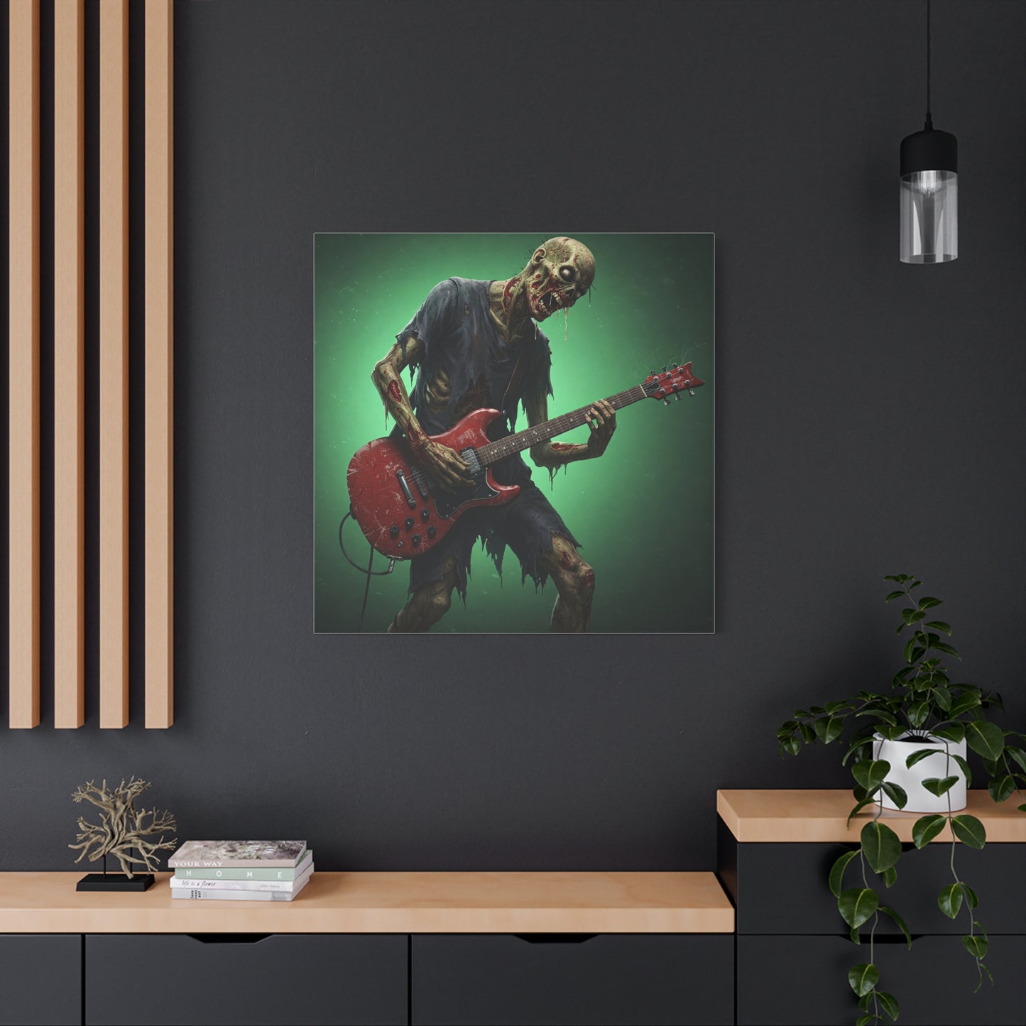 Zombie Rocker Canvas Wall Art - Edgy Decor for Music Lovers