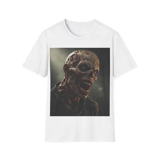 UK - Horror-Themed Unisex Softstyle T-Shirt with Zombie Design