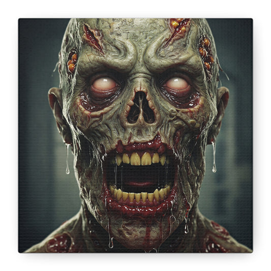 Creepy Zombie Wall Art - Stretched Matte Canvas for Halloween Decor