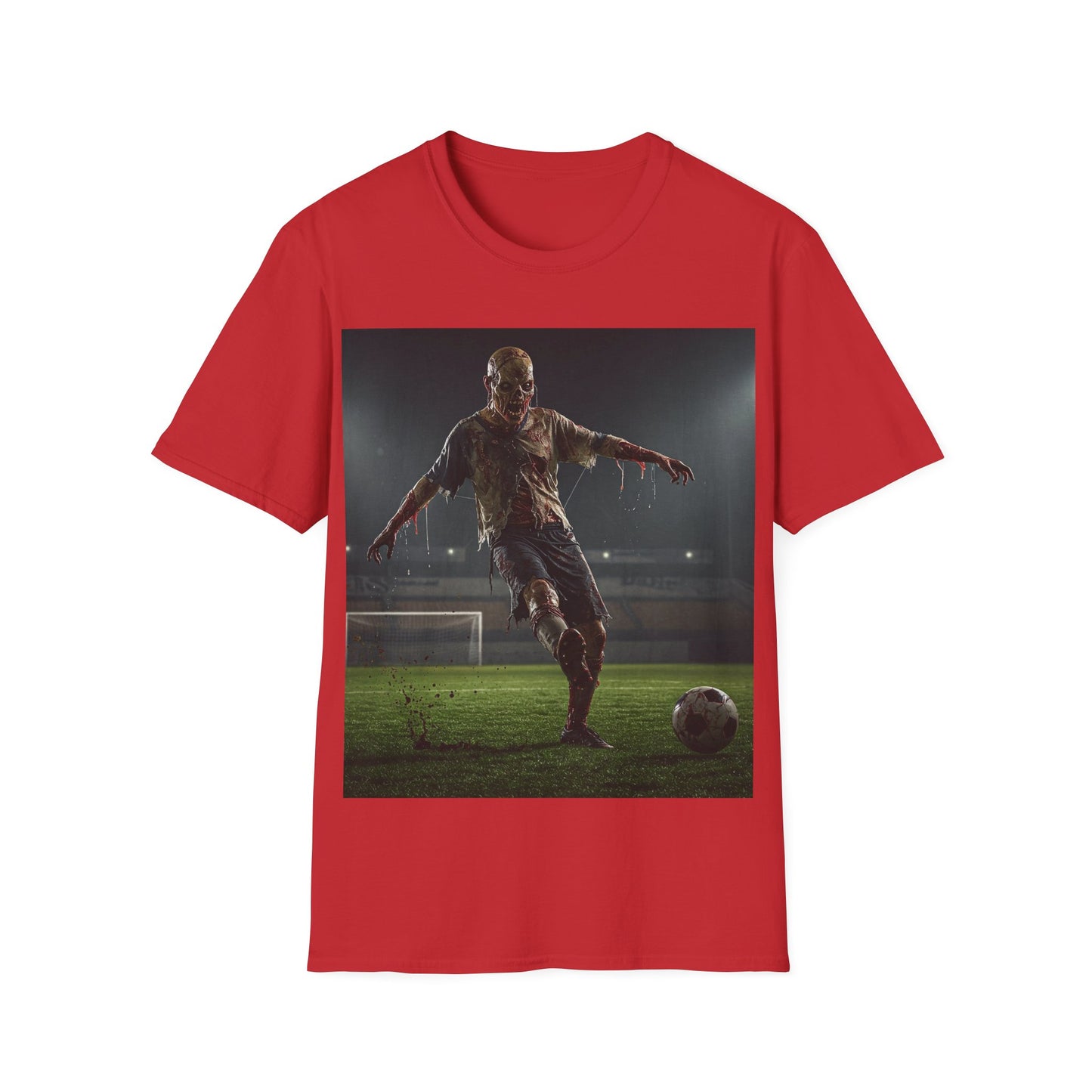 UK - Zombie Soccer Unisex Softstyle T-Shirt - Perfect for Halloween and Sports Lovers