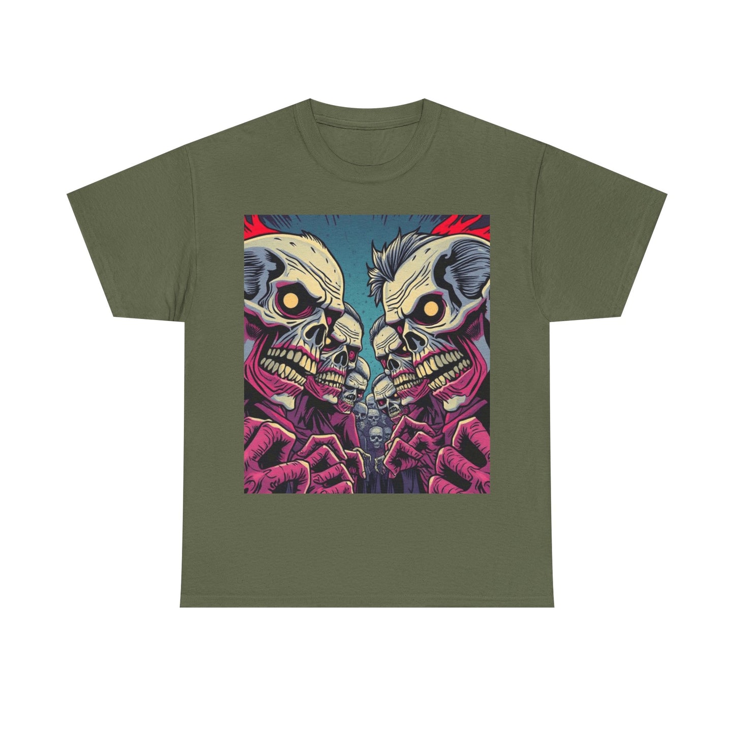 UK - Gothic Skull T-Shirt - Unisex Heavy Cotton Tee for Halloween and Punk Fans