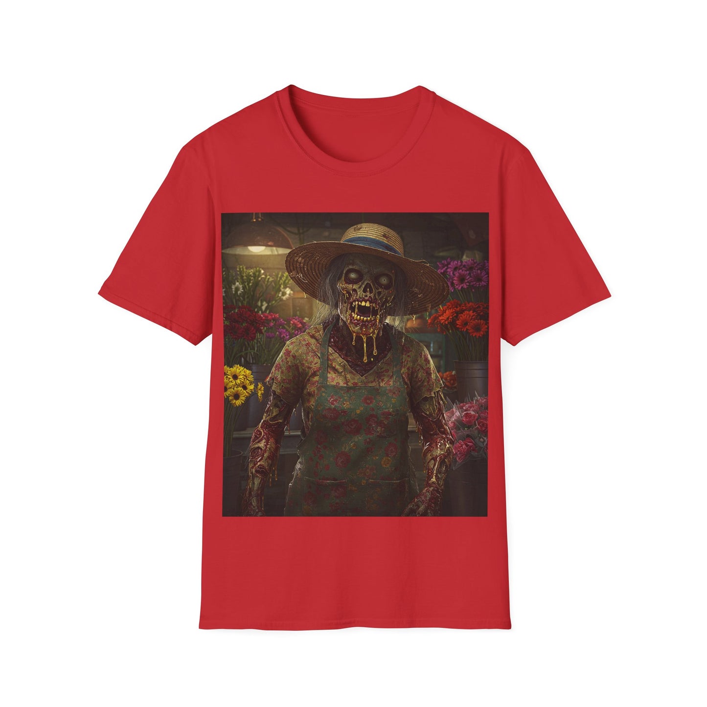 UK - Unisex Softstyle T-Shirt - Vintage Floral Skeleton Design for Halloween