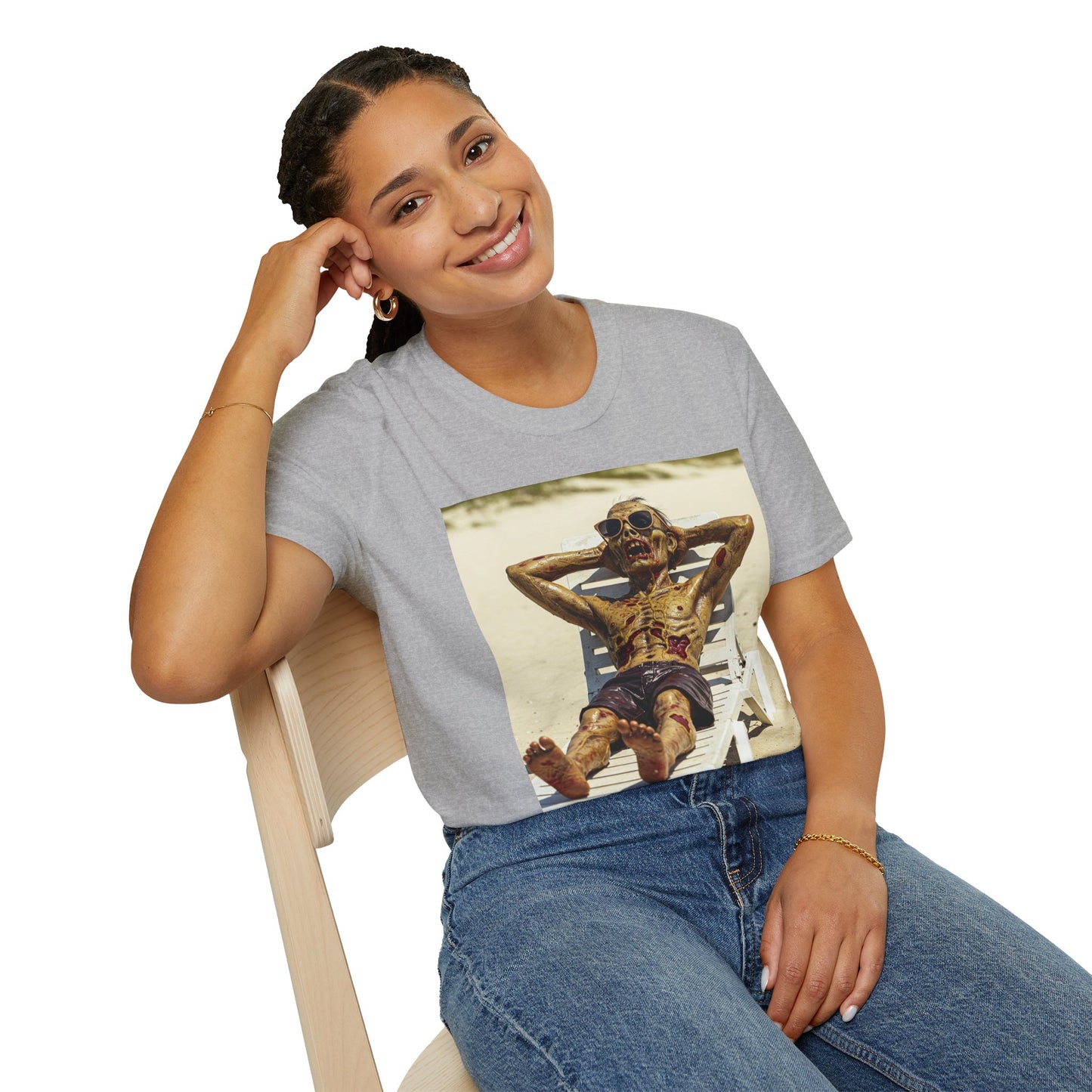 Chillin' Skeleton Unisex Softstyle T-Shirt - Perfect for Halloween & Casual Wear