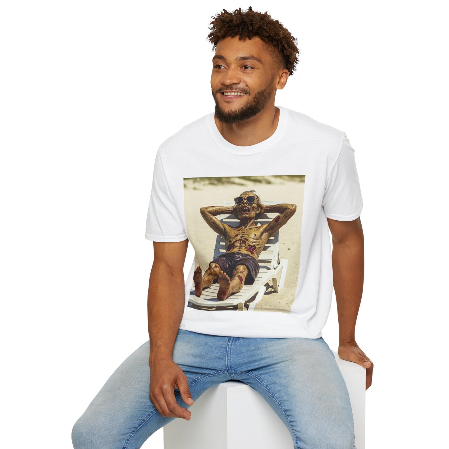 Chillin' Skeleton Unisex Softstyle T-Shirt - Perfect for Halloween & Casual Wear