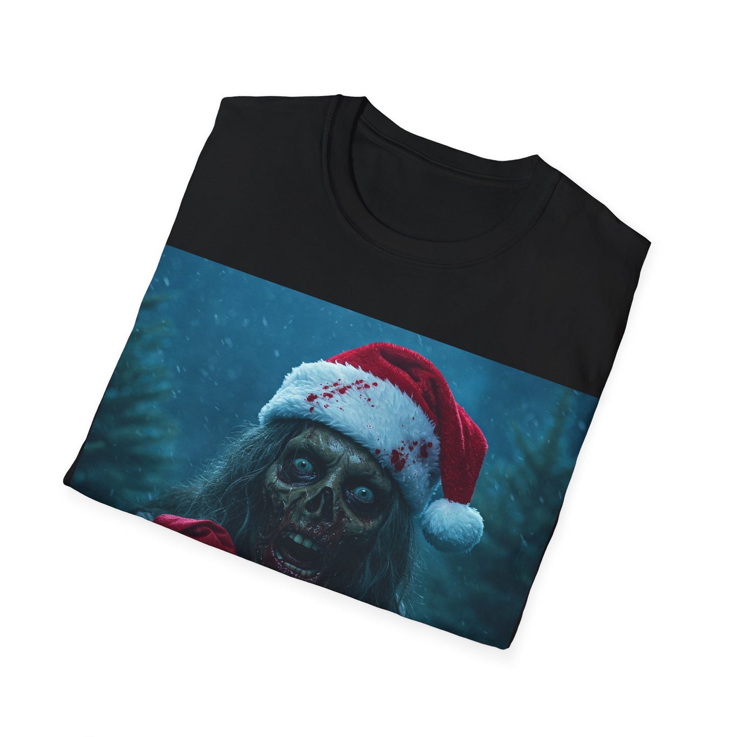 UK - Spooky Christmas Apocalyptic Portrait Tee, bold, decaying zombie graphic cat