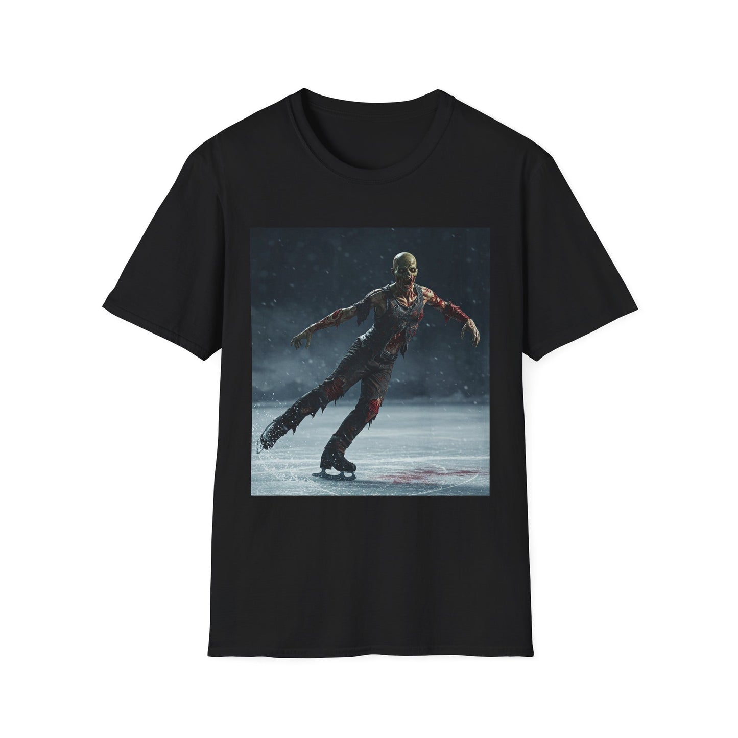 Chilling Thriller Unisex Softstyle T-Shirt - Ice Skating Horror Design